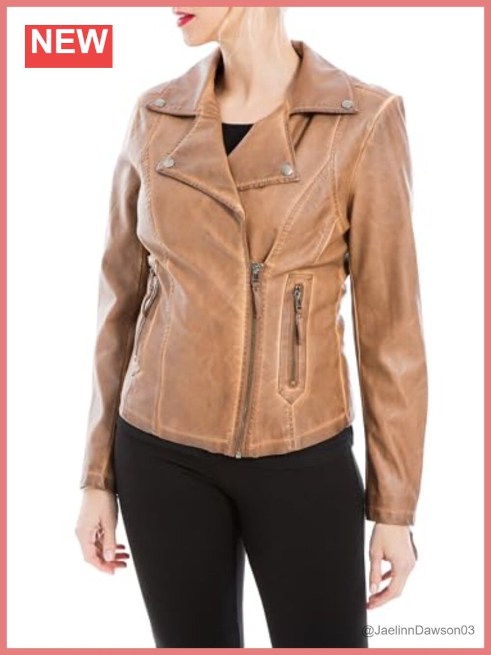 Faux Leather Jacket Women's Notch Collar Long Sleeve Casual